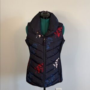 JOULES Blue Floral Puffer Vest
